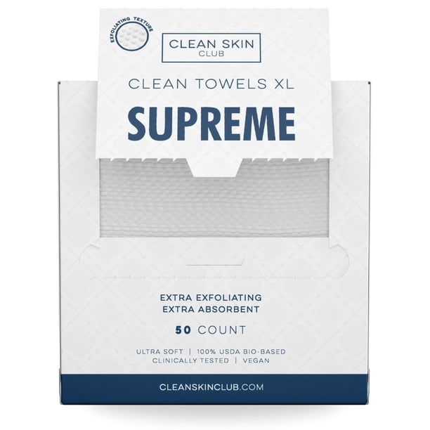 Toalla facial Clean Skin Club Clean Towels XL™ Supreme, 50 unidades
