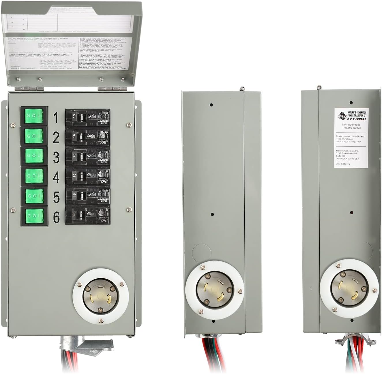Nature's Generator Transfer Switch 6 Circuits 120V 30A Power Transfer Kit With Transfer Switch Flush Mount