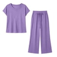 thumbnail image 5 of OGLCCG Two Piece Sets for Girls Summer Vacation Beach Travel Outfits Cap Sleeve T Shirts and Pants Lounge Matching Sets with Pockets 4-14 Years, 5 of 7