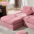 thumbnail image 3 of GNIXUU 98.8” Modular Sectional Sofa, Cloud Boneless Couch with Deep Seat Chaise, Comfy Corduroy L-Shape Convertible Modern Sponge Compression Sofas for Living Room,Bedroom,Office,Pink, 3 of 7