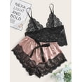 thumbnail image 2 of Conjunto de pijamas de seda satinada para mujer, ropa de dormir con estampado Floral, pantalones superiores, ropa de dormir para el hogar, otoño, 2 of 4