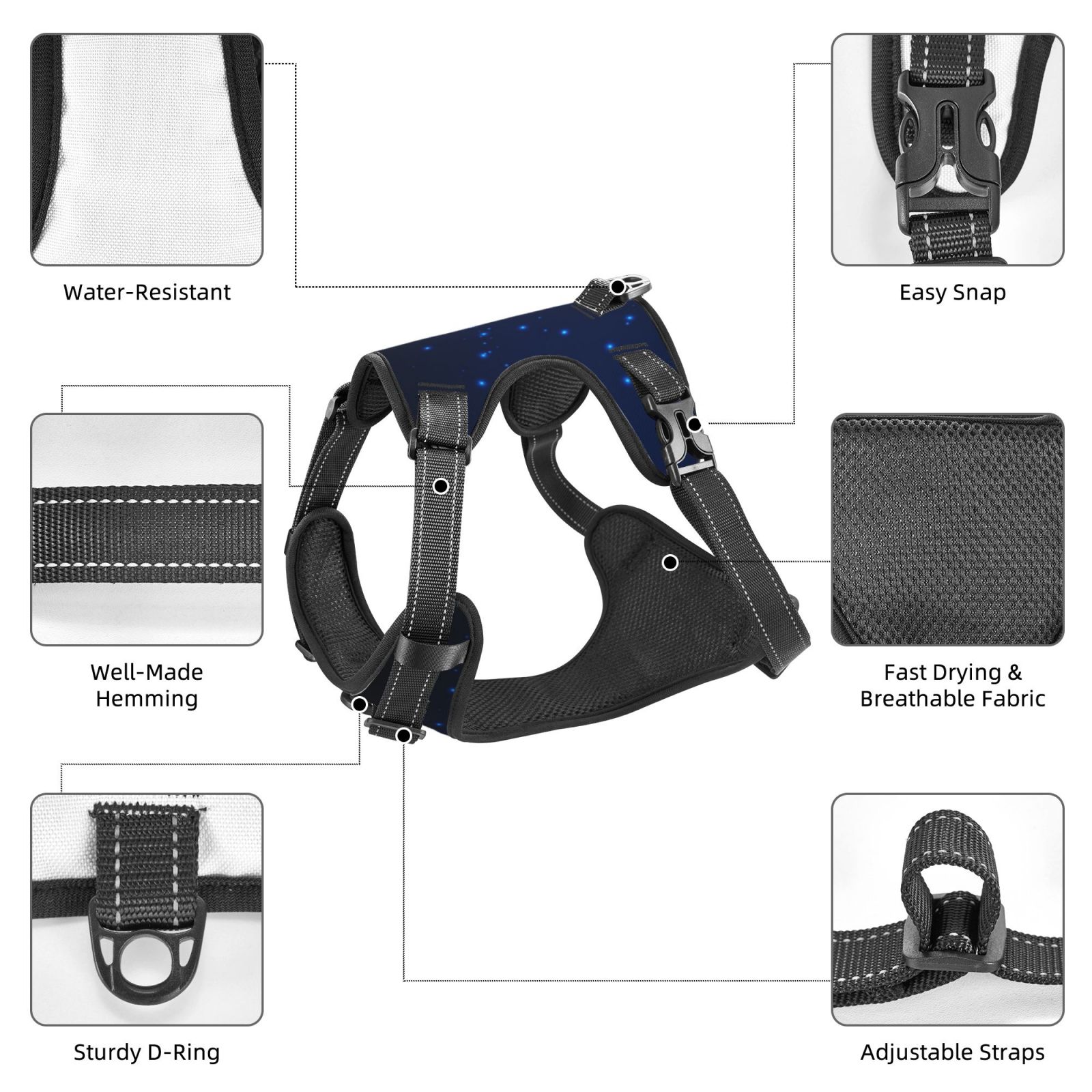 Vsdgher Futuristic Book Knowledge Dog Harness, No-Pull Pet Harness, Dog Vest, Pet Vest for Small to Large Dogs-Small