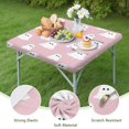 thumbnail image 4 of Pink Halloween Ghosts Square Fitted Tablecloth with Elastic Edge,Square Table Cover,Washable Elastic Table Cover for Home Kitchen Party Decor 34"x34", 4 of 6