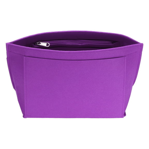 Uxcell Purse Organizer Insert, Medium Felt Handbag Organizer Bag Storage & Finishing Inner Bag Liner with Zipper for Chic Backpack Tote Shoulder Bags, Purple