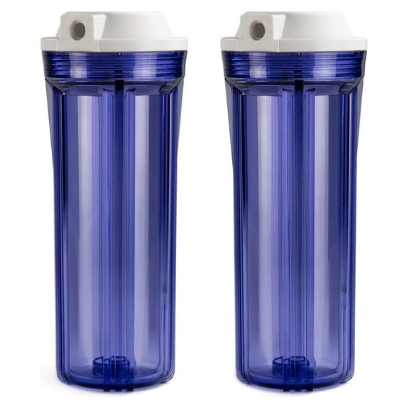 HC12X2 1/4'' Water Filter Housing Clear for Reverse Osmosis System 2.5 Inch x 10 Inch Filters, Clear, Pack of 2 (Not a Replacement Part for RCC7 Series Models Sold Before March 2020)