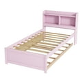 thumbnail image 5 of Miniyam Twin Size Bed with Trundle & Bookcase Headboard for Kids,Pink, 5 of 7