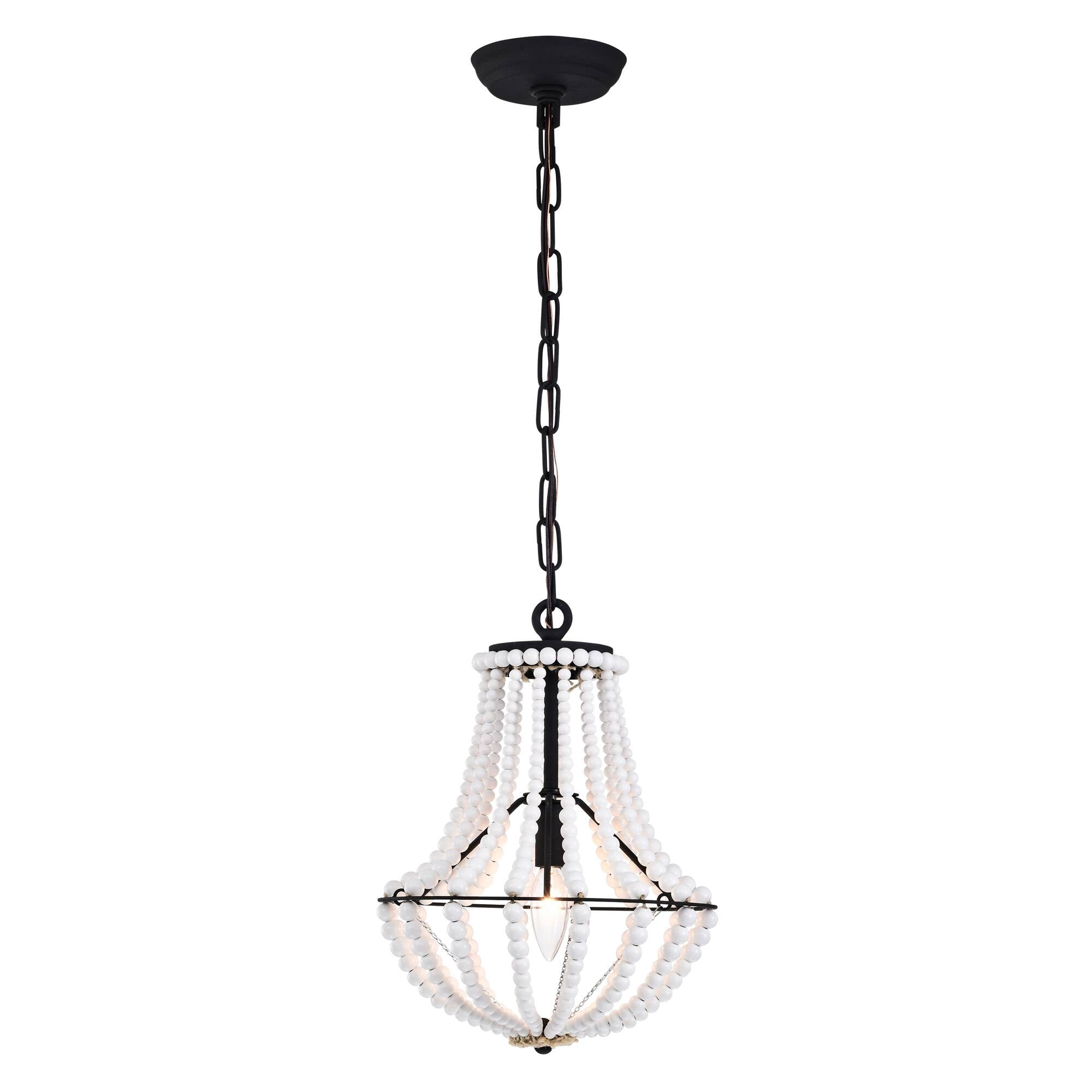 Rosa 11 in. 1-Light Indoor Gloss White and Black Finish Pendant with Light Kit