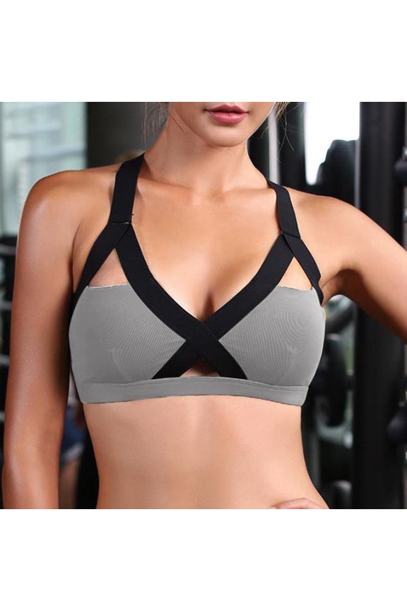 Lingerie For Women Plus Size Women's Workout Sports Bras Fitness Backless Padded Ivy Low Impact Bra,Gray XXL
