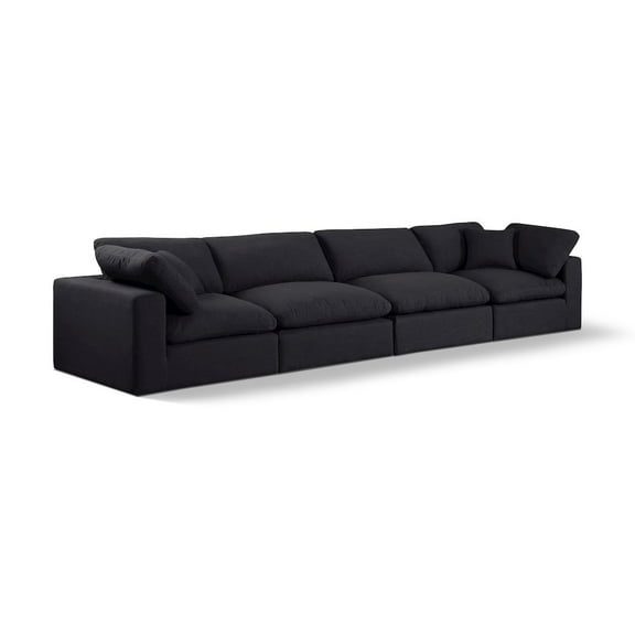 Meridian Furniture Comfy Black Linen Textured Fabric Modular Sofa