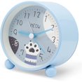 thumbnail image 1 of Reloj despertador de 4 pulgadas con diseño de pata de gato azul, sin tictac, para niños, reloj despertador de aprendizaje, reloj con luz nocturna, 1 of 5