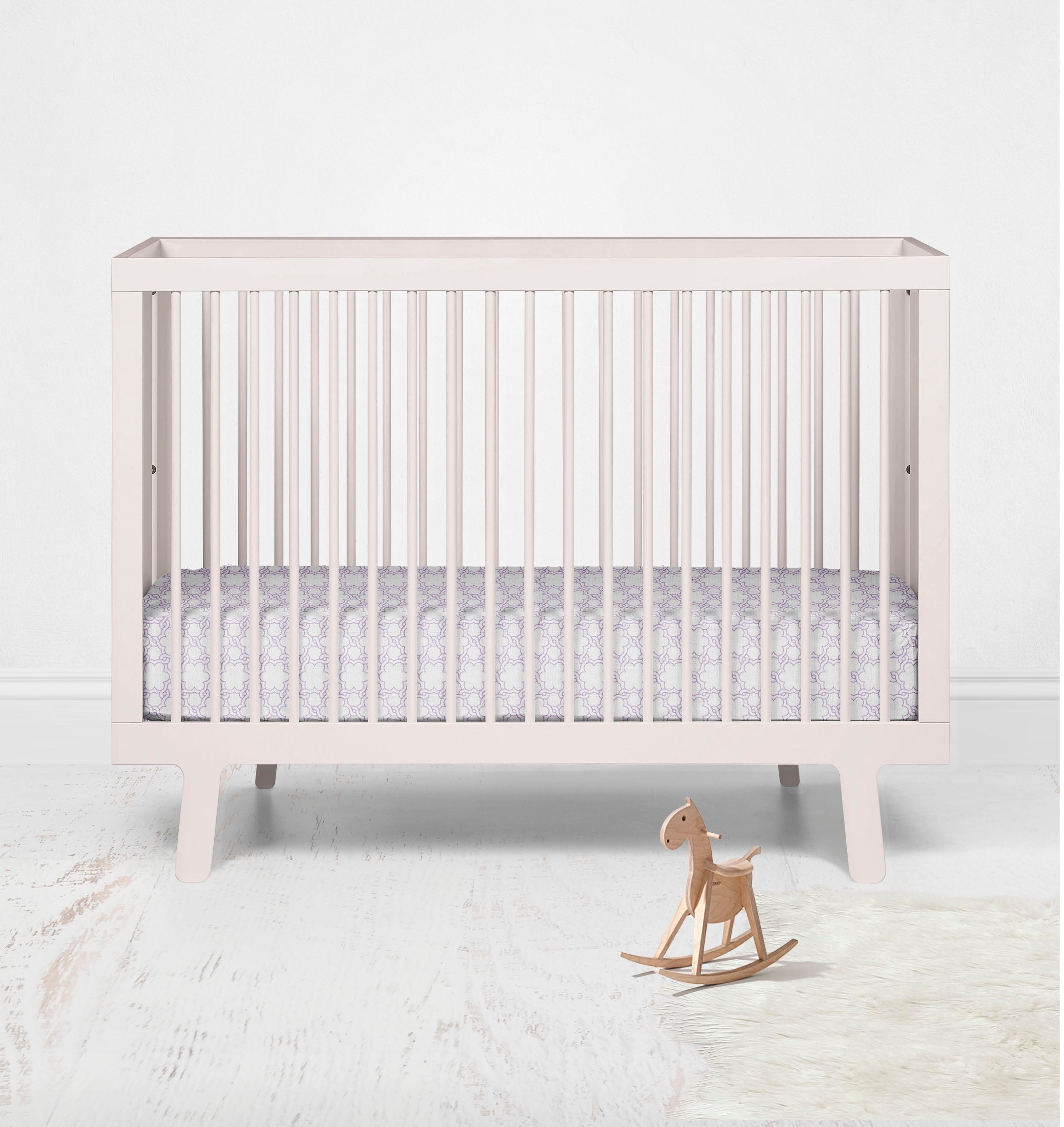 Bacati - Petal Floral Lilac Muslin Crib or Toddler Bed Fitted Sheet 100% Cotton Muslin
