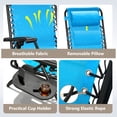 thumbnail image 5 of WASUHE Zero Gravity Recliner Chair Set of 2, Foldable Outdoor Lounge Chair with Cup Holder, Adjustable Patio Chair for Beach, Pool, Patio, Sky Blue, 5 of 7