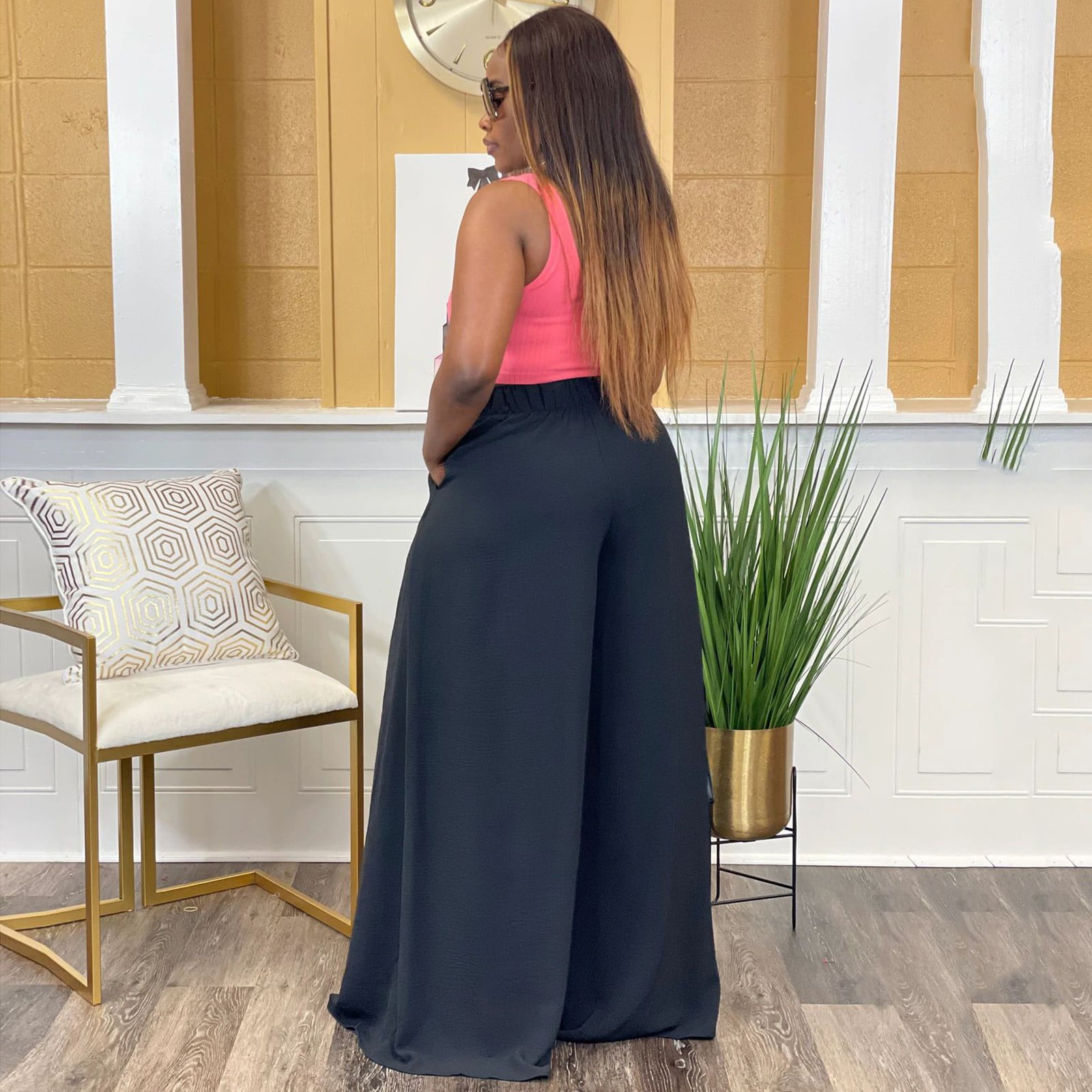Amazon.com: Palazzo Pants for Women Flowy Elegant Pants Summer Palazzo Pants  With Pocket Dressy Casual Straight Leg Pants Comfy Solid Color Wide Leg  Pants Loose Fit High Waisted Pants 2023 Black S :