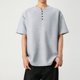 thumbnail image 5 of Camisas Elvqul Caballero Mayor Stretch Algodón Gris Manga Corta sin Estampado Cuello Redondo Abotonada, 5 of 7