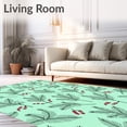 thumbnail image 2 of ODIKA 4'x6' Machine Washable Non-Slip Area Rug, Charming Snowy Path with Interlocking Evergreen Art Christmas Theme High Traffic Rug, Mint Green, 639316, 2 of 7