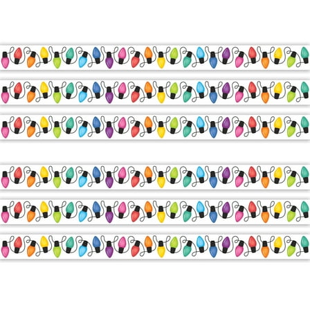 Teacher Created Resources Colorful Holiday Lights Die-Cut Border Trim, 35 Feet Per Pack, 6 Packs