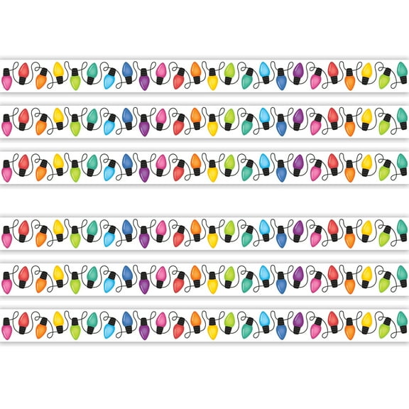 Teacher Created Resources Colorful Holiday Lights Die-Cut Border Trim, 35 Feet Per Pack, 6 Packs