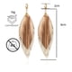 thumbnail image 4 of VANGANIA Aretes largos mujer de plumas doradas y cuero Elegant Gold regalo mujer, 4 of 5