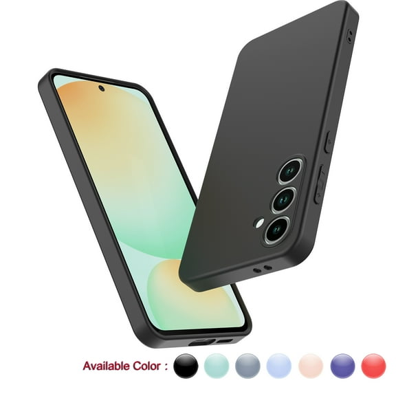 Cell Phone Basic Cases for Samsung Galaxy S24 FE 5G 2024, Liquid Silicone Gel Rubber Shockproof Case Ultra Thin Slim Matte Surface Cover for Galaxy S2 4FE 6.7 inch (Black)