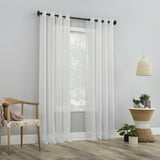 Mainstays Marjorie Crushed Sheer Voile Grommet White Curtain Panel ...