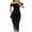 Black, variant on Buigttklop Dress for Women 2024 Women'S Off-The-Shoulder Sequin Lace-Up Short Sleeve Solid Knee-High Dress