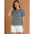 thumbnail image 3 of AllegK Top Floral Informal De ManCorFruncido PaMujer Azul XS, 3 of 6