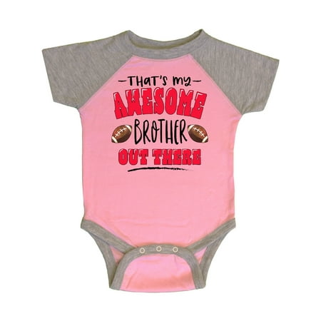 

Inktastic That s My Awesome Brother Out There with Footballs Gift Baby Boy or Baby Girl Bodysuit