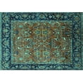 thumbnail image 1 of Ahgly Company Machine Washable Indoor Rectangle Oriental Turquoise Blue Industrial Area Rugs, 2' x 5', 1 of 4
