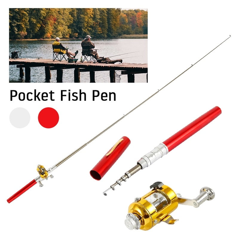 Mini Telescopic Portable Pocket Fish Pen Aluminum Alloy Fishing Rod Pole Reel 