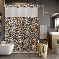 thumbnail image 5 of No Hook Shower Curtains with Snap-in Liner Set, Colorful Stones Waterproof Hotel Style Bathroom Shower Curtain, Farmhouse Stones Modern Art Breathable Mesh Top Window Bath Curtains 72''x84'', 5 of 9