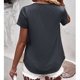 thumbnail image 4 of Mujer Cuello En V Top Costuras De Encaje Manga Corta Tipo Suelto Camiseta Casual Para Ropa De Verano Gris XL, 4 of 6