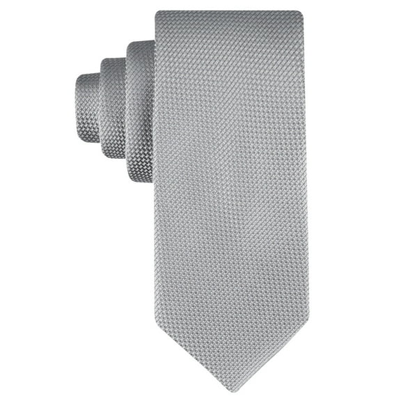 Calvin Klein Mens Regular fit Tie Necktie One Size Silver Grey Elizabeth Texture