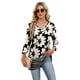 thumbnail image 3 of Blusa OFEEFAN casual con estampado floral para mujer, manga 3/4, 3XL, 3 of 5
