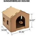 thumbnail image 6 of Furhaven Cardboard Cat House w/ Catnip for Indoor Cats, Ft. Scratching Pad & Hanging Toys - Gingerbread House Corrugated Cat Scratcher Hideout - Cardboard Brown, One Size Corrugated Scratcher One Size Gingerbread House, 6 of 7