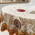 thumbnail image 4 of Thanksgiving Round Tablecloth, Fall Turkey Pumpkin Leaf Print Stain Resistant Polyester Table Cover for Dining Party,A, 4 of 5