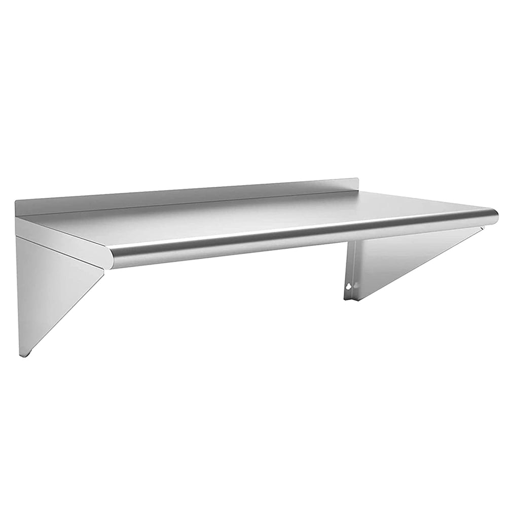Wall mounted stainless steel shelf 12 X 48", weighing up to 300 lbs