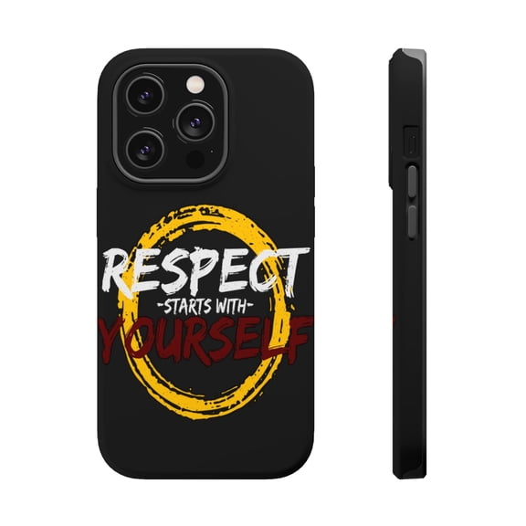 DistinctInk Tough Case for Apple iPhone 15 PRO (6.1" Screen), Compatible with MagSafe Charging - Respect Starts With Yourself