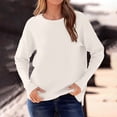 thumbnail image 4 of WCMZJ Women 2024 Fall Sweater Long Sleeve Ribbed Knit Pullover Casual Loose Crewneck Batwing Split Sweater White M, 4 of 7