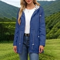 thumbnail image 6 of Smsaxvxz Plus Size Rain Jacket for Women Casual Striped Lined Hooded Lightweight Raincoat Outdoor Waterproof Windbreaker Blue 2XL, 6 of 10
