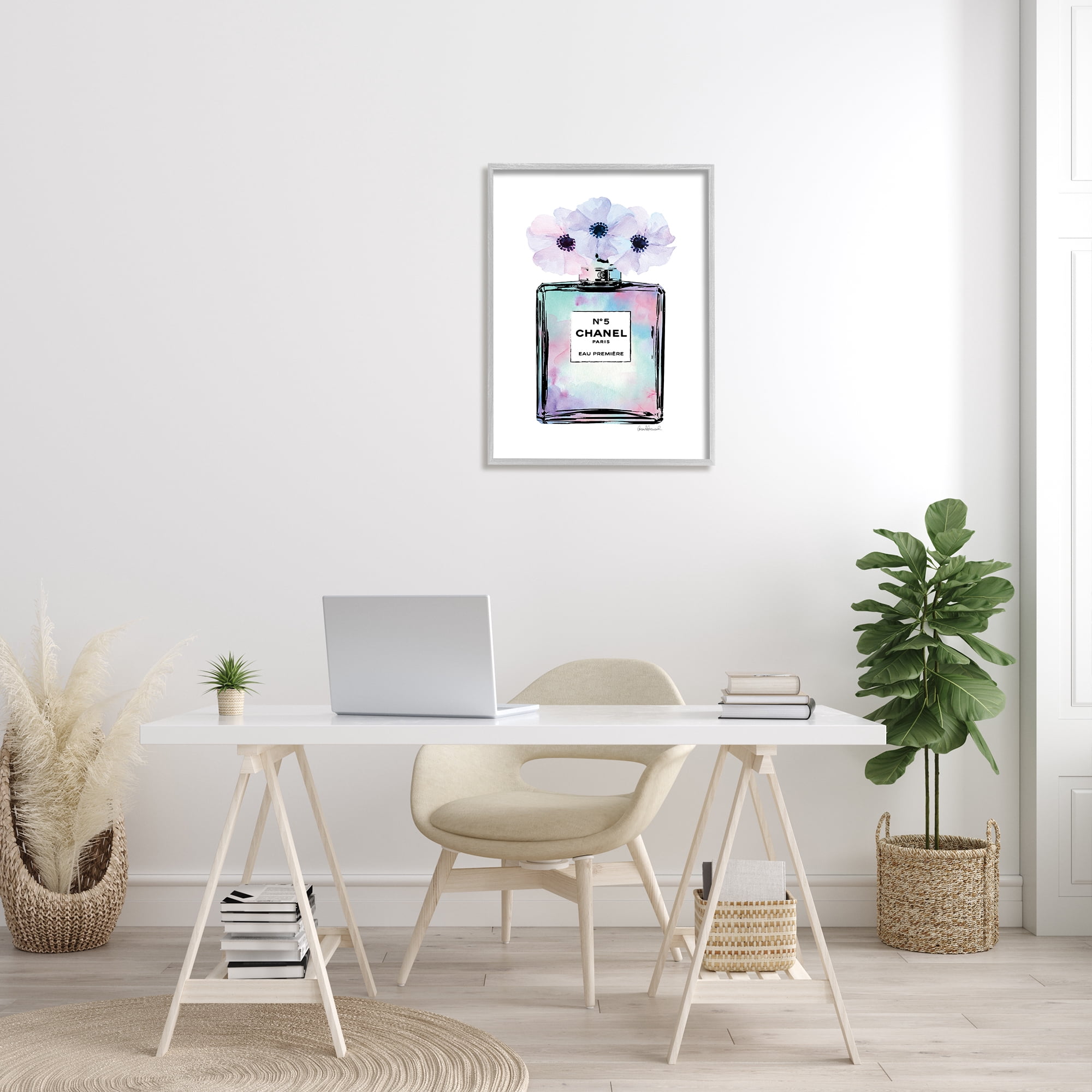 Stupell Industries Purple Flower Perfume Glam Fashion Design Graphic Art Gray Framed Art Print Wall Art, 24x30, by Amanda Greenwood