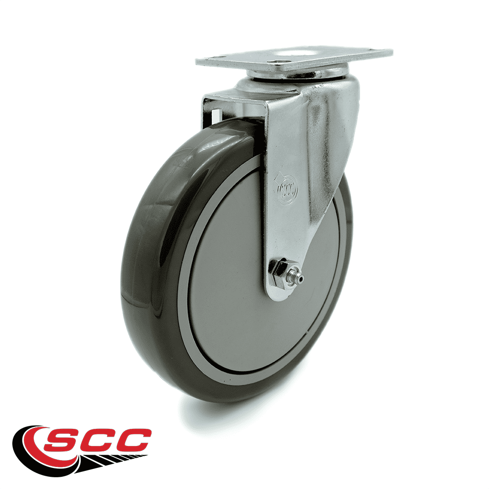 6 Inch Gray Polyurethane Wheel Swivel Top Plate Caster Service Caster Brand