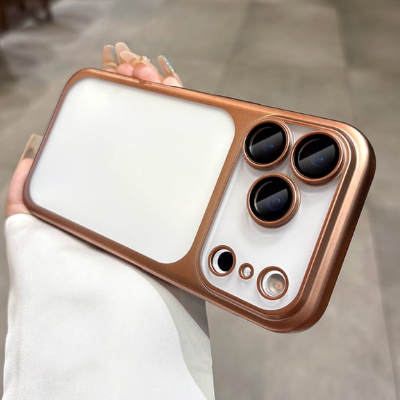 for iPhone 17 Pro Max Clear Case with Camera Lens Protector, Matte Frosted Transparent Slim Lightweight Phone Case with Shockproof Rugged PC Protective Cover for iPhone 17 Pro Max, Desertgold