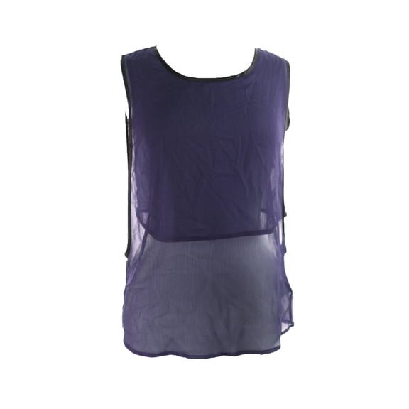 Kiind Of Womens Midnight Sleeveless Contrast-Trim Layered Blouse S