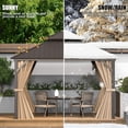 thumbnail image 5 of 8x8 ft Hardtop Gazebo Canopy Metal with Galvanized Steel Double Roof,Curtain & Netting for Patio Deck Backyard, Brown, 5 of 8