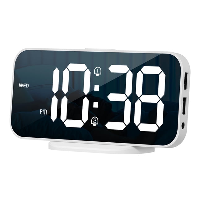 Reloj de pared dual del reloj de escritorio de la carga por USB del reloj de la repetición del indicador digital grande del despertador del espejo del LED