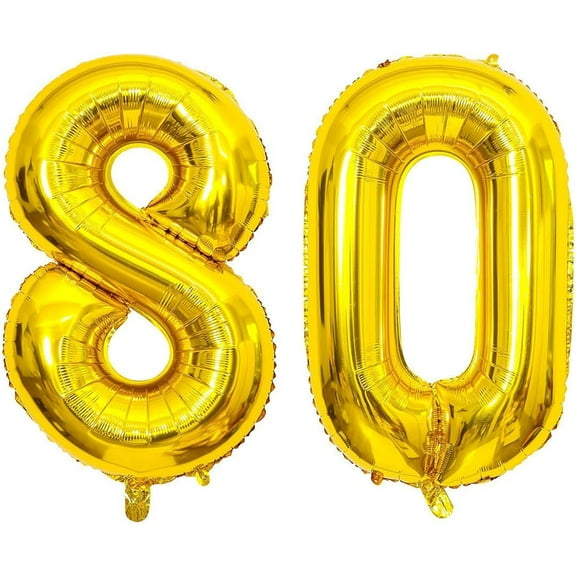 80 Balloon Numbers 40 Inch Gold Big Jumbo Number 80 Foil Mylar Balloons for Men Women 80 Years Old Theme Party Events Decorations Supplies