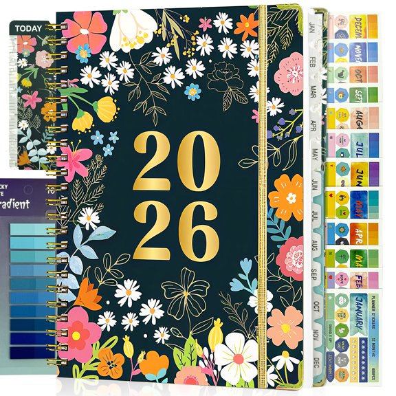 Amaopus 2026 Planner, 8.5" x 11.5" A4 Weekly and Monthly Calendar Planner, Jan 2026 - Dec 2026, Hardcover Planning Agenda Book with Tabs, Spiral Bound, Inner Pocket, Perfect for School Office Supplie
