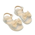 thumbnail image 1 of B91xZ Sandales Plates pour Filles et Tout-Petits Chaussures de Robe Décontractées à Enfiler, Beige 13, 1 of 5