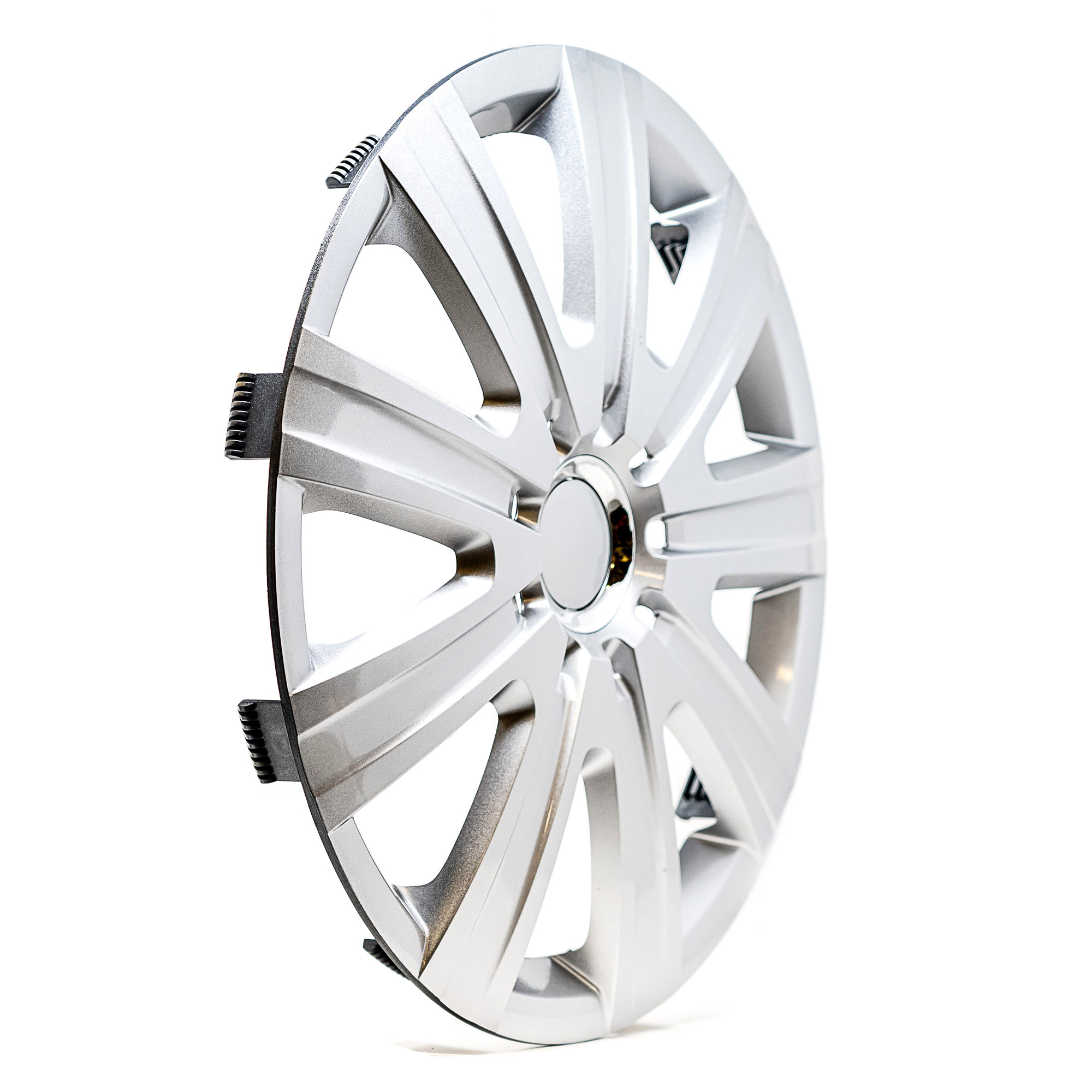 Alpena 16" Nero Wheel Covers, Silver, set of 4