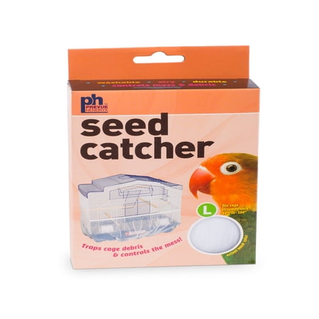 Prevue Pet Products Mesh Bird Seed Catcher with Elastic Band - Washable Nylon Skirt to Control Seed Debris on Cage Base, Lightweight Bird Cage Netting, Fits Medium and Large Cages - White